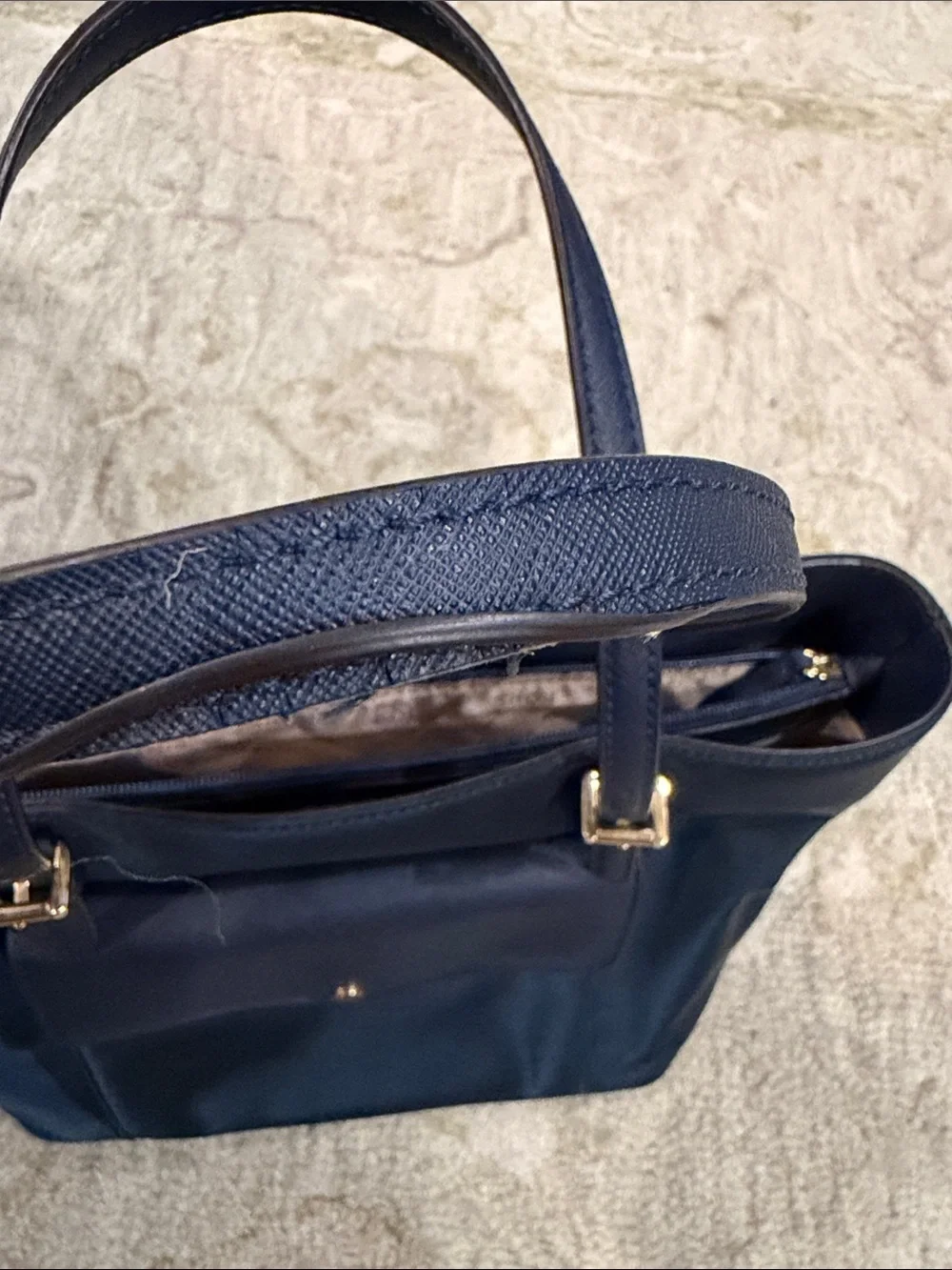 Michael Kors Navy Tote with Front Flap Pocket - Picture 5 of 7